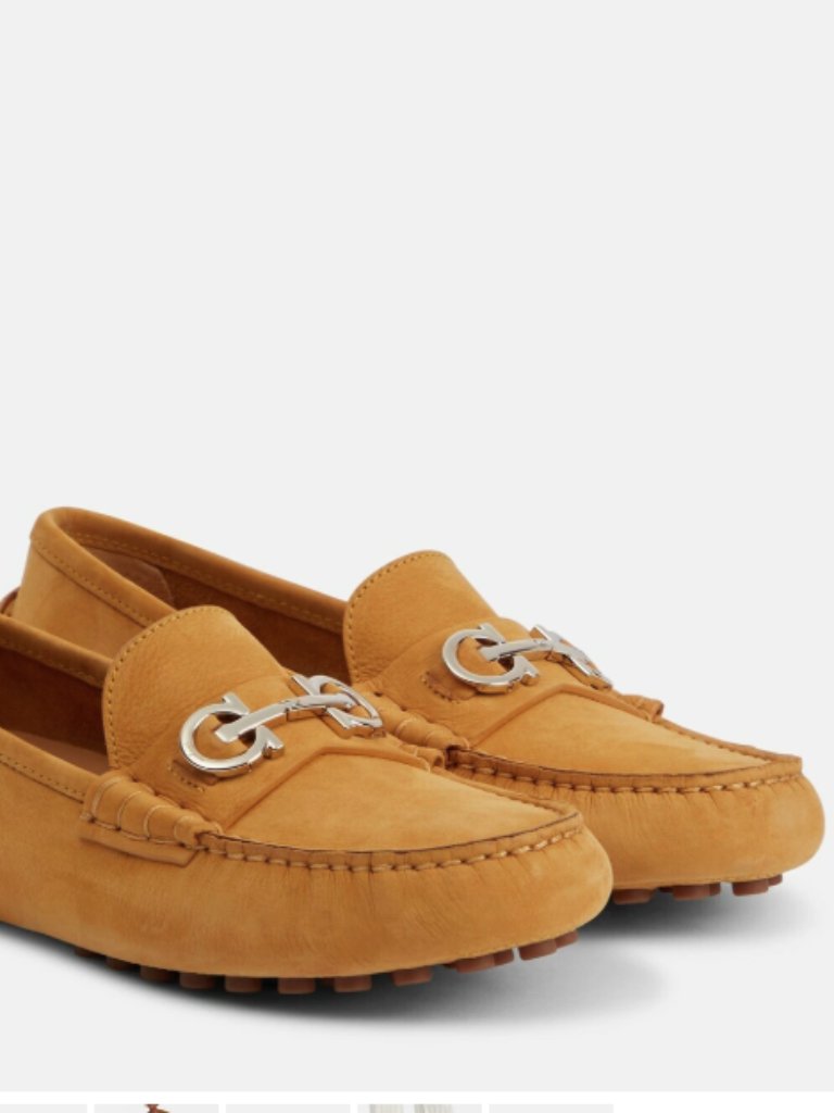 Salvatore Ferragamo Mustard Yellow Leather Gancini Loafers Size 5.5